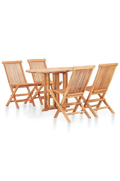 vidaxl 5 Piece Folding Outdoor Dining Set Solid Teak Wood