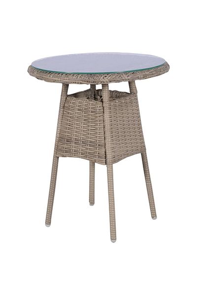 vidaxl 3 Piece Bistro Set with Cushions and Pillows Poly Rattan Brown