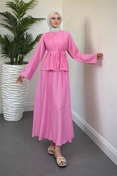 MERVEN AKYÜZ Sasha Skirt Suit Candy Pink