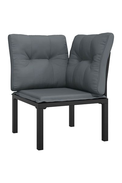 vidaxl 9 Piece Garden Lounge Set Black and Gray Poly Rattan