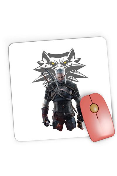 OEM Mousepad Gaming Witcher Wild Hunt Wolf Silver Armor Medieval, 21x19 см