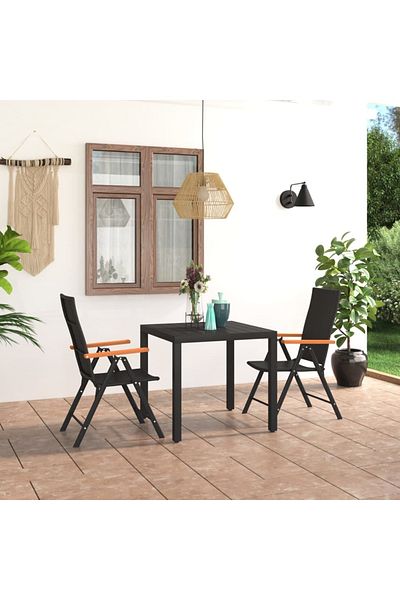 vidaxl 3 Piece Garden Dining Set Black and Brown