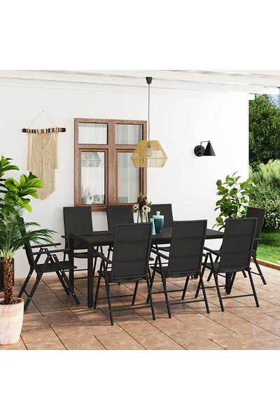 vidaxl 9 Piece Garden Dining Set Black