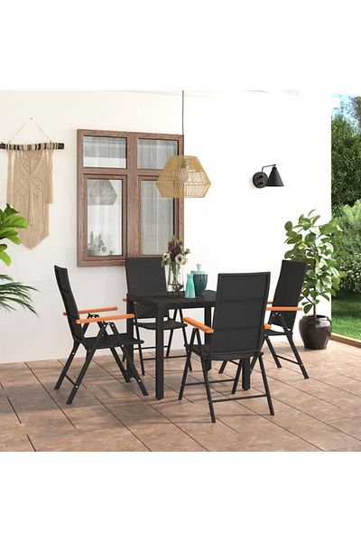 vidaxl 5 Piece Garden Dining Set Black and Brown