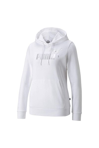 Puma Hanorac cu glugă pentru femei ESSENTIALS+ METALLIC Logo