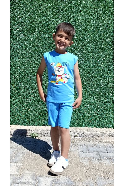 siyalife Boy's Soft Textured Compact Fabric Sleeveless Summer T-Shirt and Shorts Set