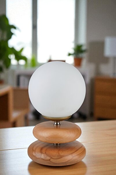 Lumexx Mars Naturel White Glass Table Lamp