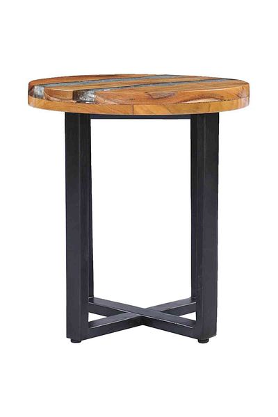 vidaxl Coffee Table 40x45 cm Solid Teak Wood and Polyresin