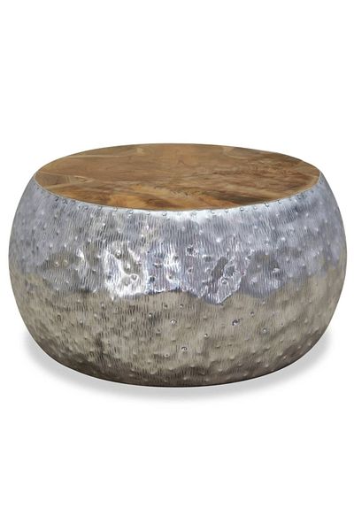 vidaxl Coffee Table Aluminium Teak 60x60x30 cm