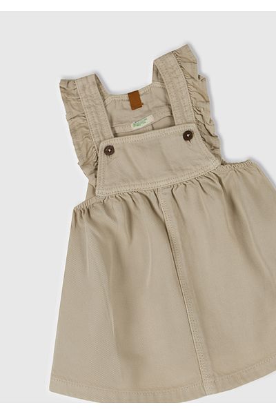 United Colors of Benetton Baby Ecru Pleated Salopet with Adjustable and Ruffle Strap