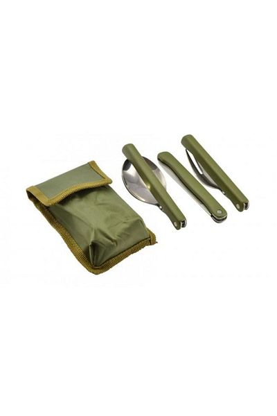 Perfect Home Tacamuri camping cu husa de poliester, inox, pliabile, set 3 piese, 19.5 cm, Perfect Home