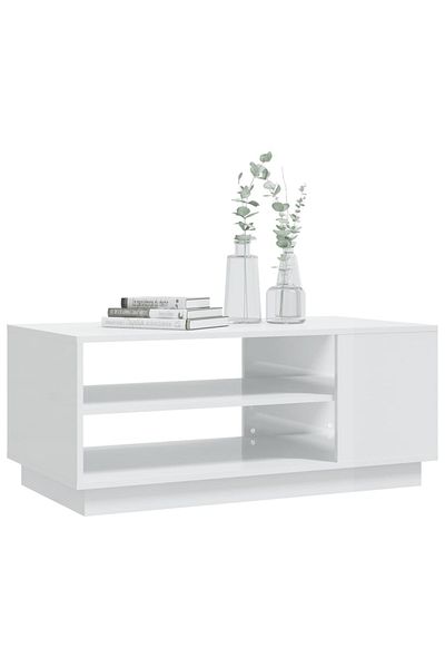 vidaxl Coffee Table High Gloss White 102x55x43 cm Engineered Wood