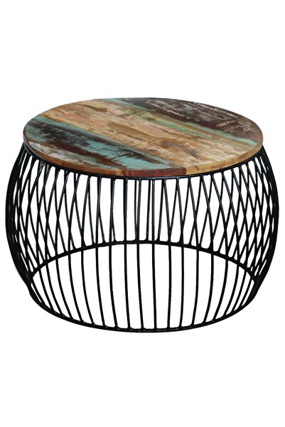 vidaxl Măsuță de cafea, 68x37 cm, lemn masiv reciclat, rotund