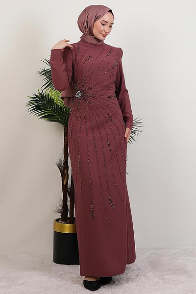 GİYZAMİLA Elcin Stone Φόρεμα Dusty Rose