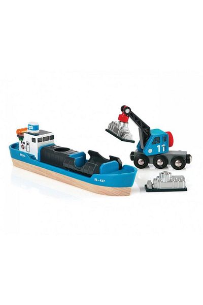 BRIO Ship and wagon with crane