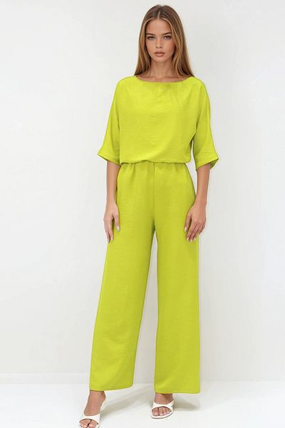 VAGGON Set de tricou și pantaloni pentru femei Fat Green Crewneck Vs00361