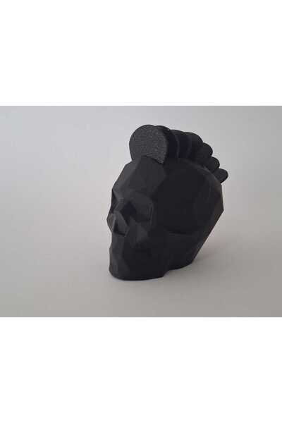 3D Bakkal Skull Black Design Pen Holder Penalite Mohawk Decorative Penalite