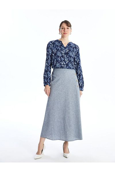LC Waikiki Lcw Grace Elastic Waist Plain Linen Blended Women's Skirt