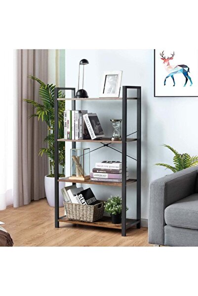 AGD خزانة تخزين متعددة الأغراض مع 4 طبقات مفتوحة، إطار معدني، وحدة رفوف قائمة...