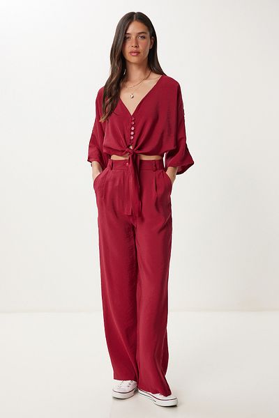 Lovelyİstanbul Modal Blouse Trousers Set Hbv0008 Claret Red 36