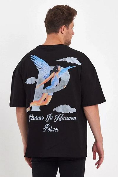 CVS Men's Angel Printed Oversize T-shirt - Black