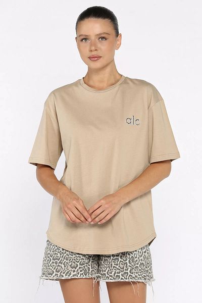 GÜLSELİ Μπεζ εμπριμέ Casual Basic T-shirt