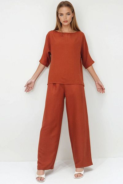 VAGGON Set de tricou și pantaloni pentru femei Cinnamon Crewneck Vs00361