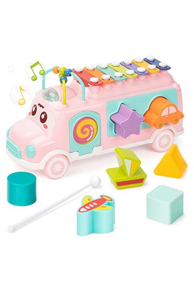 Rally UNIH Kids 12-18 Months Musical Xylophone Bus Toy