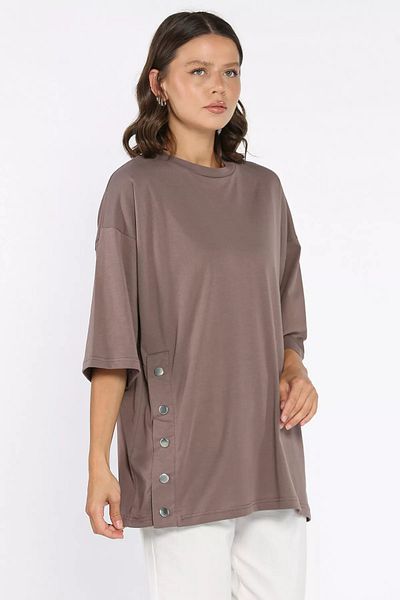 GÜLSELİ Μπλουζάκι Mink Side Snap Oversize (Συμβατό με S-m-l-xl)