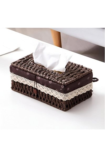 Cozy Nest Woven Tissue Box with Cover, Perfect for Living Room, Bathroom, Home, Office