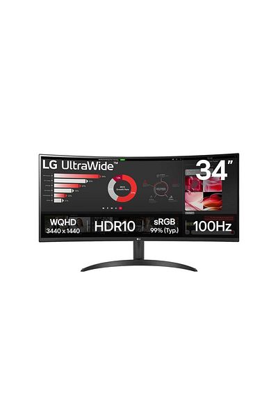 3D FORMED FACE HELGA LG 34WR50QK-B | 34 " | VA | QHD | 21:9 | 100 Hz | 5 ms | 3440 x 1440 pikseli | 240 cd/m² |