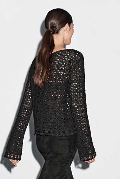 Massimo Dutti Pamuklu ajurlu kroşe kazak