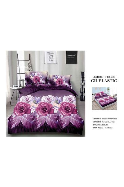 CHIRASO CHIRASO 3D Bedding Set, 4 pieces, ELASTIC Sheet 180x200+25cm, Duvet Cover 200x230cm, 2 Pillowcases