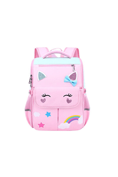 OEM Σχολική τσάντα, Γάτα, Ροζ