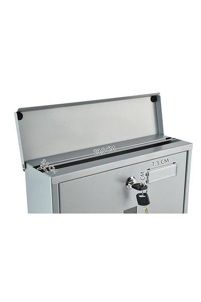 Mercaton Mailbox with newspaper slot, galvanized steel, silver, 30.7x10x34 cm