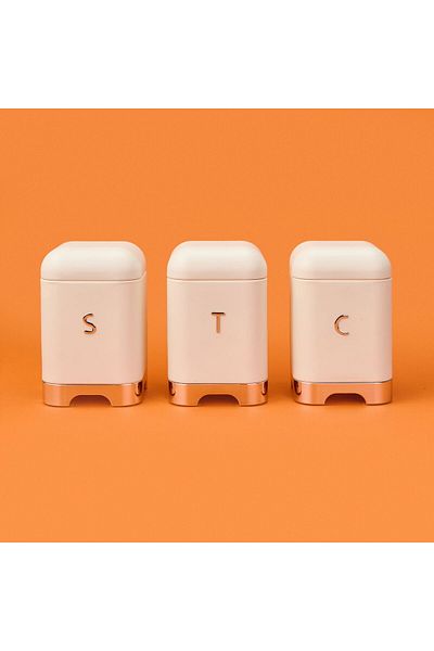 MATMEL Set of 3 Galvanized Boxes - Cream - 1.5 Lt