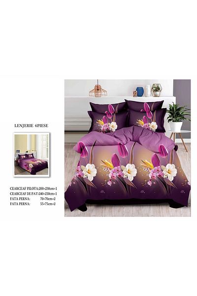CHIRASO CHIRASO 3D Bedding Set, 6 pieces, Classic Sheet 240x250cm, Duvet Cover 200x230cm, 4 Pillowcases