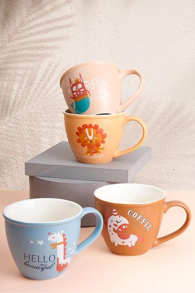 HOMENIVA Animal Porcelain Mug Set - Porcelain Mug