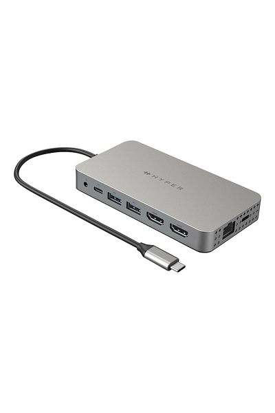 3DHyperStudio Uniwersalna Stacja Dokująca HyperDrive USB-C 10w1 z Podwójnym HDMI i Portami Ethernet LAN (RJ-45)