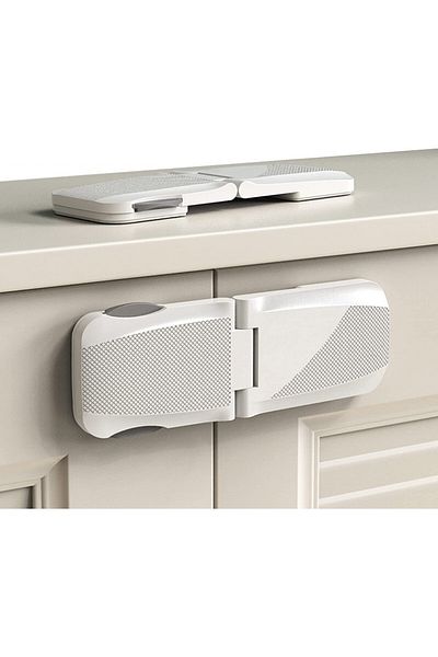YUXES Set of 2 child safety locks, plastic/foam, gray, 14.3 x 5.2 cm
