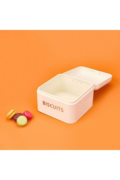 MATMEL Galvanized Biscuit Box - Cream - 3.5 Lt