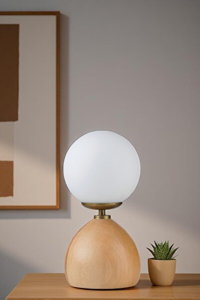 Lumexx Cameron Natural White Glass Table Lamp