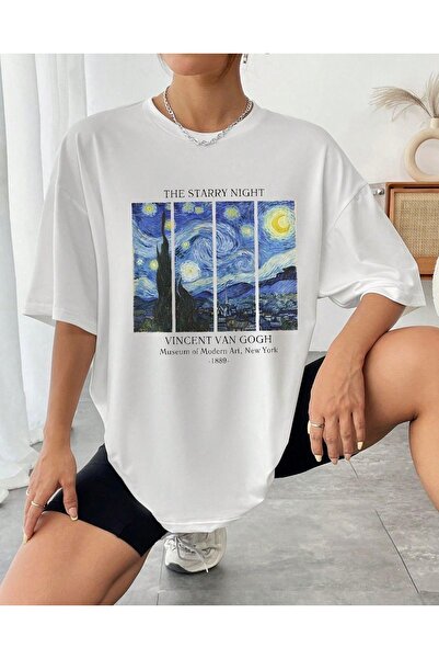 Shine Stone Women's Casual Printed Short Sleeve Oversize Tshirt