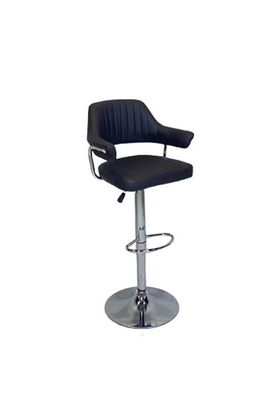 rexa Modern Black Bar Chair – Faux Leather Seat with Iron Base