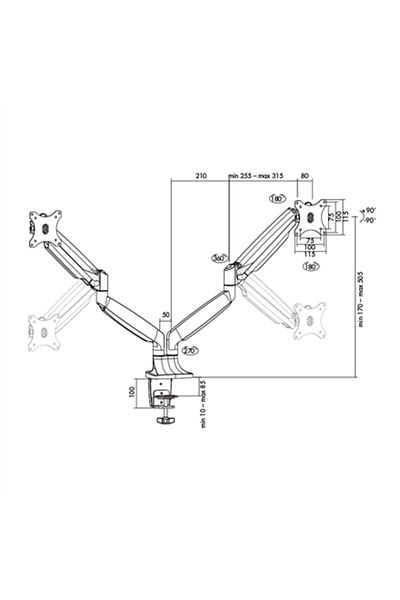 LogiLink BP0043 Uchwyt biurkowy na dwa monitory, 13"-32", sprężyna gazowa, aluminium |