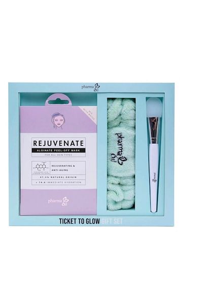 OEM Pharma Oil mask set, TICKET TO GLOW, Rejuvenate peel-off mask with algae, SPA headband and spatula