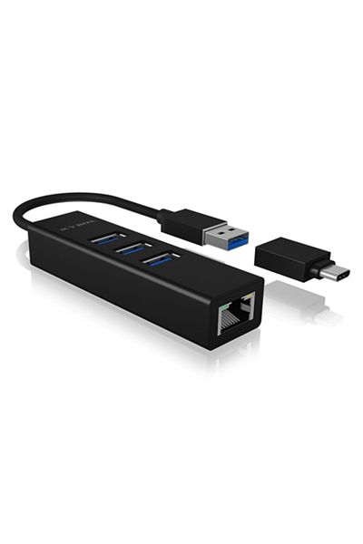 RaidSonic ICY BOX | IB-HUB1419-LAN | Hub - 3 porty | IEEE 802.3, IEEE 802.3u, IEEE 802.1Q, IEEE 802.1p