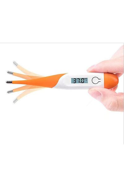 Adoric digital thermometer with flexible tip, rectal/oral, white/orange, 12.4 cm