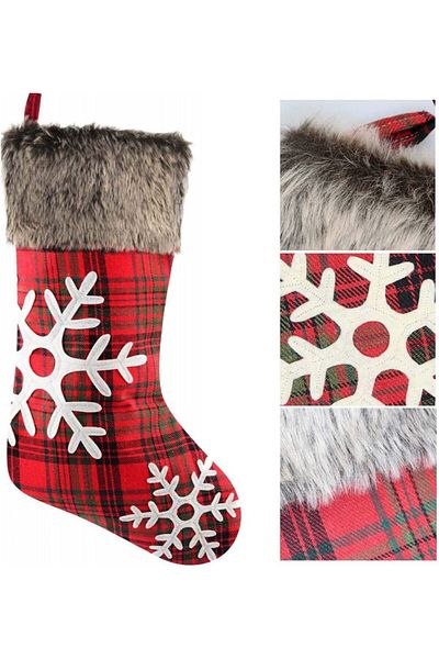 Vohoney Set of 4 Christmas stockings, textile, red/black/white, 47.5 x 22 cm