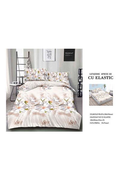 CHIRASO CHIRASO 3D Bedding Set, 4 pieces, ELASTIC Sheet 180x200+25cm, Duvet Cover 200x230cm, 2 Pillowcases